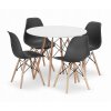 Kulatý stůl TODI 90 bílý + 4 židle OSAKA černá