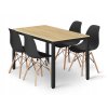 Obdélníková stolová sestava TESSA 120x60 světlý dub + 4 židle OSAKA černá