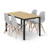 Obdélníková stolová sestava TESSA 120x60 světlý dub + 4 židle OSAKA šedá