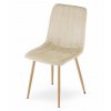 Židle LAVA - světle béžový samet / nohy v barvě dřeva x 1