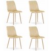 Židle LAVA - béžový samet / nohy v barvě dřeva x 4