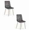 Židle LIBRA - tmavě šedý samet / nohy v barvě dřeva x 2