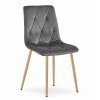 Židle LIBRA - tmavě šedý samet / nohy v barvě dřeva x 3