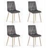 Židle LIBRA - tmavě šedý samet / nohy v barvě dřeva x 4