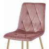 Židle LIBRA - růžový samet / nohy v barvě dřeva x 4