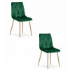 Židle LIBRA - tmavě zelený samet / nohy v barvě dřeva x 2