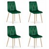 Židle LIBRA - tmavě zelený samet / nohy v barvě dřeva x 4