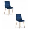 Židle LIBRA - tmavě modrý samet / nohy v barvě dřeva x 2