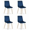 Židle LIBRA - tmavě modrý samet / nohy v barvě dřeva x 4