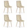 Židle LIBRA - světle béžový samet / nohy v barvě dřeva x 4