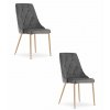 Židle IMOLA - tmavě šedý samet / nohy v barvě dřeva x 2