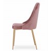 Židle IMOLA - růžový samet / nohy v barvě dřeva x 2