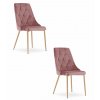Židle IMOLA - růžový samet / nohy v barvě dřeva x 2