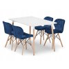 Obdélníková stolová sestava ADRIA 120x80 bílá + 4 židle LAGO tmavě modrá