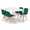 Obdélníková stolová sestava ADRIA 120x80 bílá + 4 židle LAGO zelená
