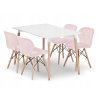 Obdélníková stolová sestava ADRIA 120x80 bílá + 4 židle LAGO růžová