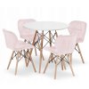 Kulatý stůl TODI 80cm bílý + 4 židle LAGO růžové