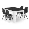 Obdélníková stolová sestava 120x80 černobílá + 4 židle OSAKA černá