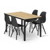 Obdélníková stolová sestava TESSA 120x60 světlý dub + 4 židle OSAKA černá