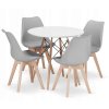 Kulatý stůl TODI 80 cm bílý + 4 židle MARK šedá