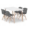 Obdélníková stolová sestava ADRIA 120x80 bílá + 4 židle LAGO šedá