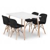 Obdélníková stolová sestava ADRIA 120x80 bílá + 4 židle LAGO černá