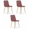 Židle KARA - růžový samet / nohy v barvě dřeva x 3