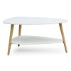 Moderní konferenční stolek, police, dřevěné nohy, bílý