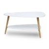 Moderní konferenční stolek, police, dřevěné nohy, bílý