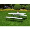 Cateringový stůl 180 cm + 2 lavice bílý banketový set