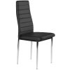 Židle z ekokůže do obývacího pokoje a jídelny, 4 ks chromovaných nohou, černá barva