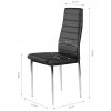 Židle z ekokůže do obývacího pokoje a jídelny, 4 ks chromovaných nohou, černá barva