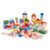 Dřevěné kostky pro děti, 100 kusů, třídicí kyblík