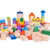 Dřevěné kostky pro děti, 100 kusů, třídicí kyblík