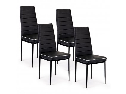 Súprava 4 stoličiek z ekokože 96 x 41x 42 cm čierna
