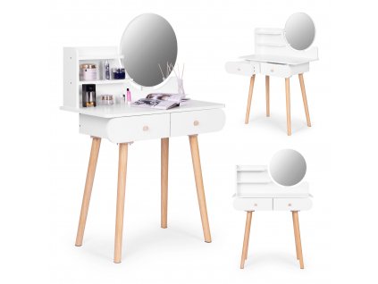 Veľký moderný kozmetický toaletný stolík so zrkadlovými policami