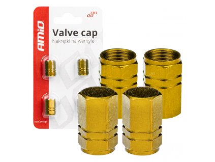 Hliníkové krytky na ventil žltá 4 ks AMIO-03633