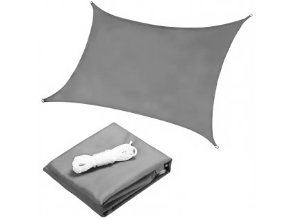Štvorcová slnečná plachta, vodotesná strieška, 3x3 m, sivá,