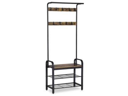 Vešiak, stojan na oblečenie, drevený stojan na topánky, LOFT