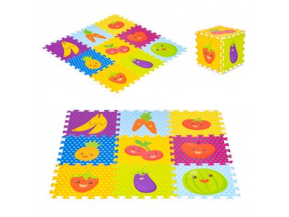 Penová podložka pre deti ovocné puzzle 9 prvkov 86x86cm