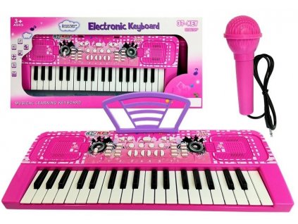 Klaviatúra Piano Organ pre deti 37 klávesov s mikrofónom Ružová