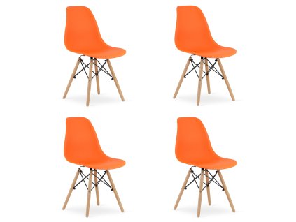 Stolička OSAKA oranžová / prírodné nohy x 4