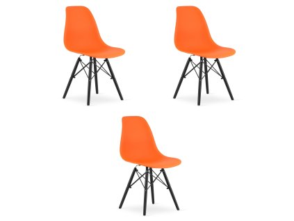 "Stolička OSAKA oranžová / nohy čierne x 3"