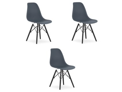 Stolička OSAKA tmavá bridlica / čierne nohy x 3