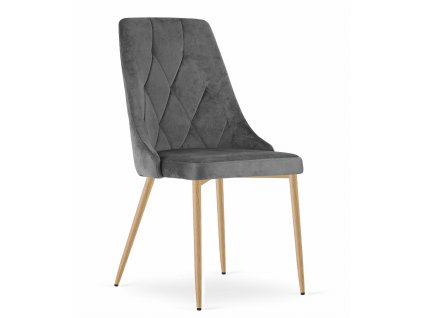Stolička IMOLA - tmavosivý zamat / nohy vo farbe dreva x 1