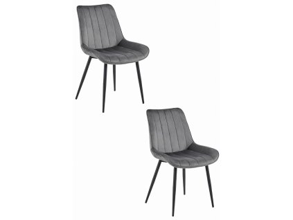 Stolička SOSA - tmavosivý zamat / čierne nohy x 2