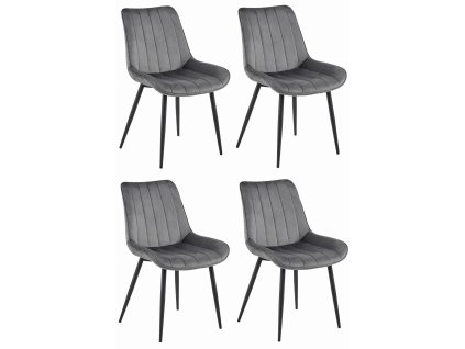 Stolička SOSA - tmavosivý zamat / čierne nohy x 4