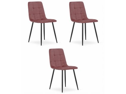 Kreslo KARA - ružový zamat / čierne nohy x 3