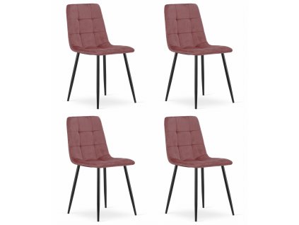 Kreslo KARA - ružový zamat / čierne nohy x 4