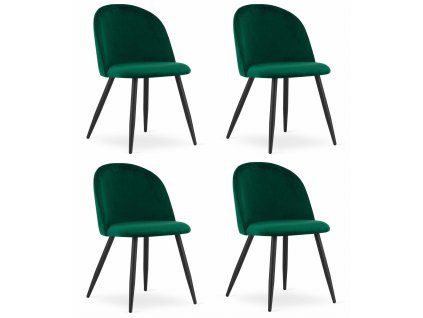 Stolička BELLO - zelený zamat / čierne nohy x 4
